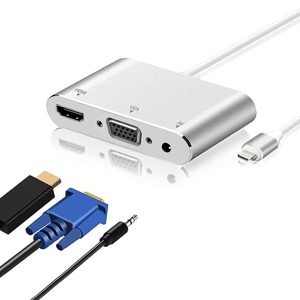 Verilux HDMI Adapter for iPhone, Light-ning to HDMI VGA Adapter 3 in 1 Digital AV Adapter, 4K Digital AV Adapter HDTV Connector for iPhone, iPad, iPod Touch-iOS 9 and Above(Not Work with Paid App) Verilux HDMI Adapter for iPhone, Light-ning to HDMI VGA Adapter 3 in 1 Digital AV Adapter, 4K Digital AV Adapter HDTV Connector for iPhone, iPad, iPod Touch-iOS 9 and Above(Not Work with Paid App)
